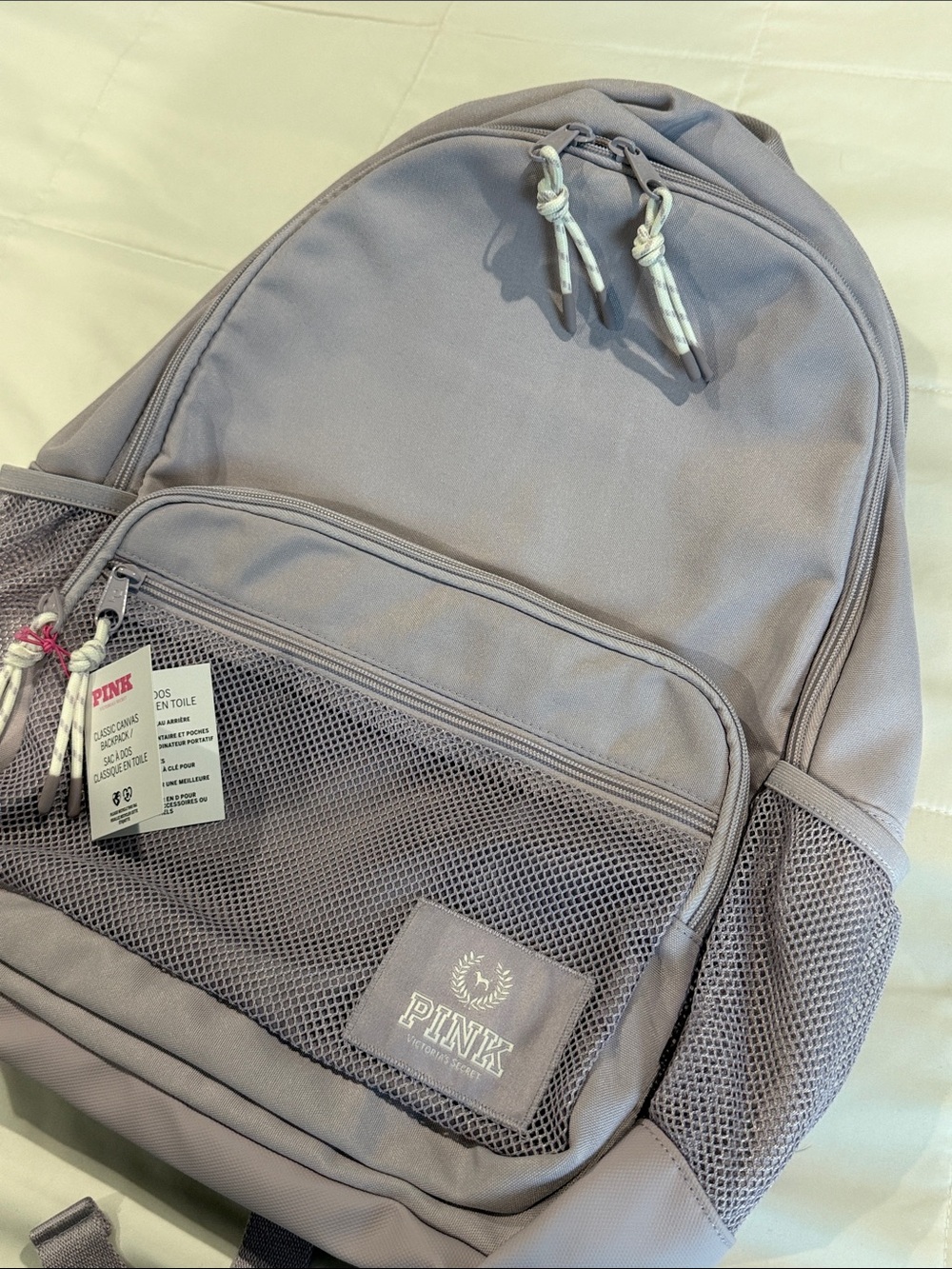 PINK Large Spring Violet Canvas Backpack